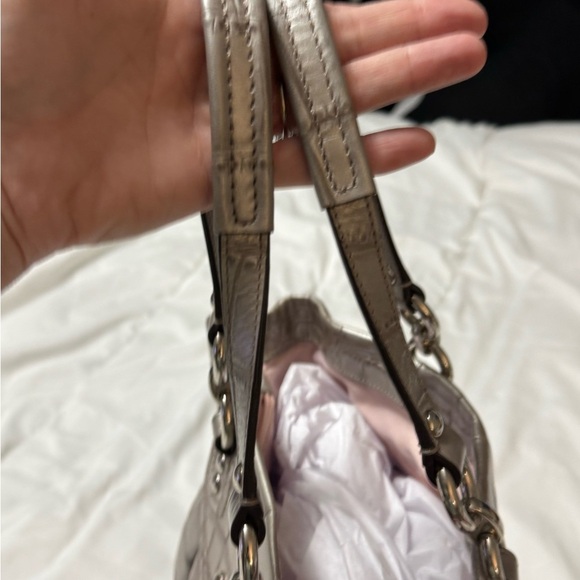 Coach Silver Croc-Embossed Women's Bag - Picture 8 of 13